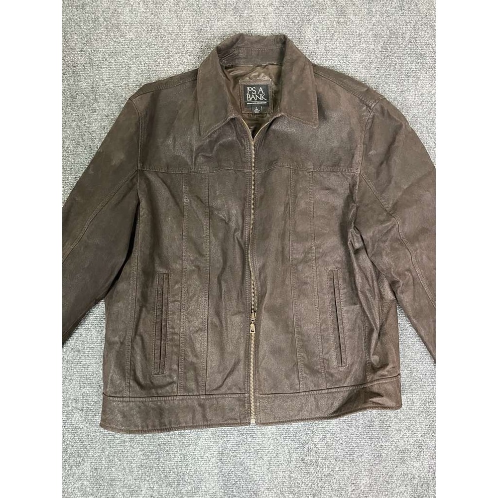 Jos A Bank Executive Collection Mens Large Brown Suede Genuine Leather Jacket - Picture 3 of 12